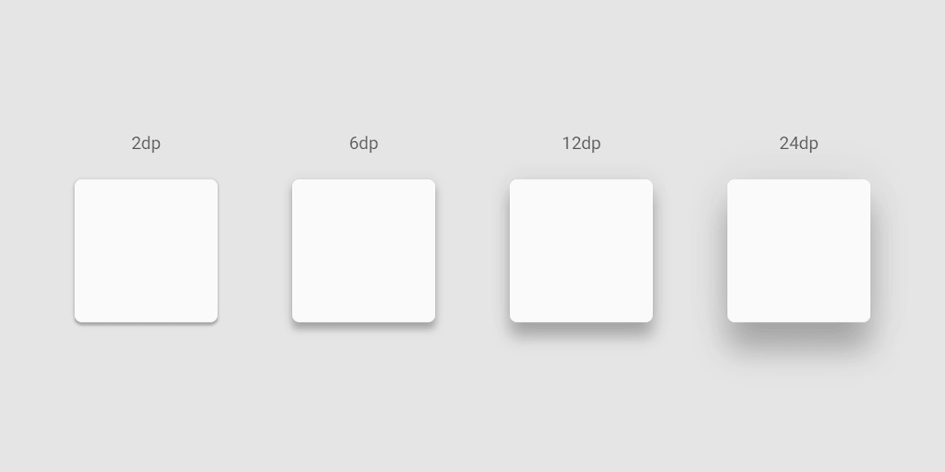 Material Design 的柔和阴影，图片来自 Material Design 官网